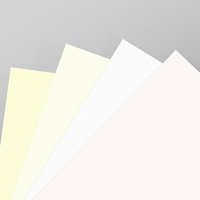 Hochwertige Papiersorten der Ausführung Opaline, Bütten, neutralweiß und edel-weiß